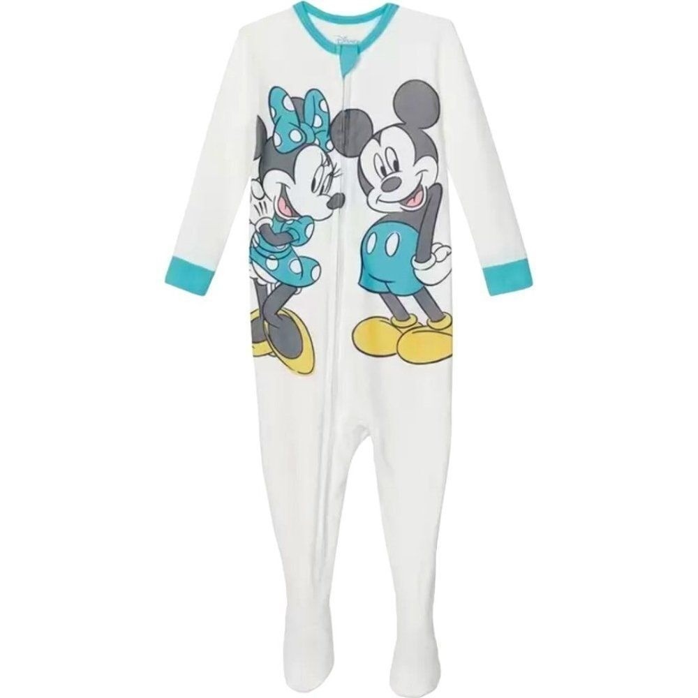 Disney Baby Mickey Minnie Mouse 2 Pack Footed Sleeper Pajamas White Grey 12M New - Picture 3 of 9